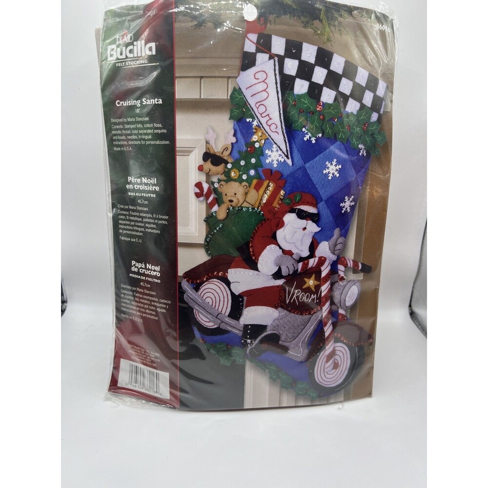 Bucilla CRUISING SANTA Stocking Kit-86016/2007 tri-lingual instructions